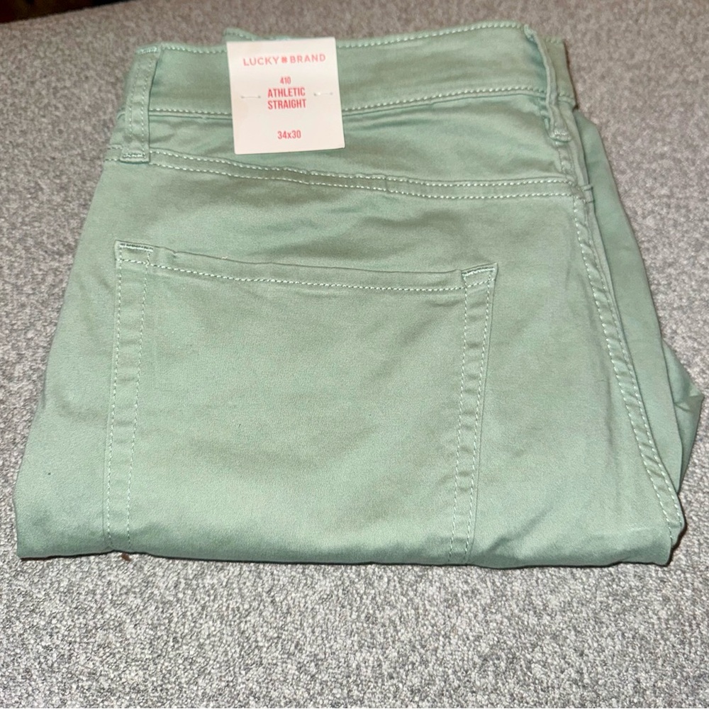 Lucky Brand 410 Athletic Straight Chinos (Advanced Stretch) Sage Green 34x30 NWT